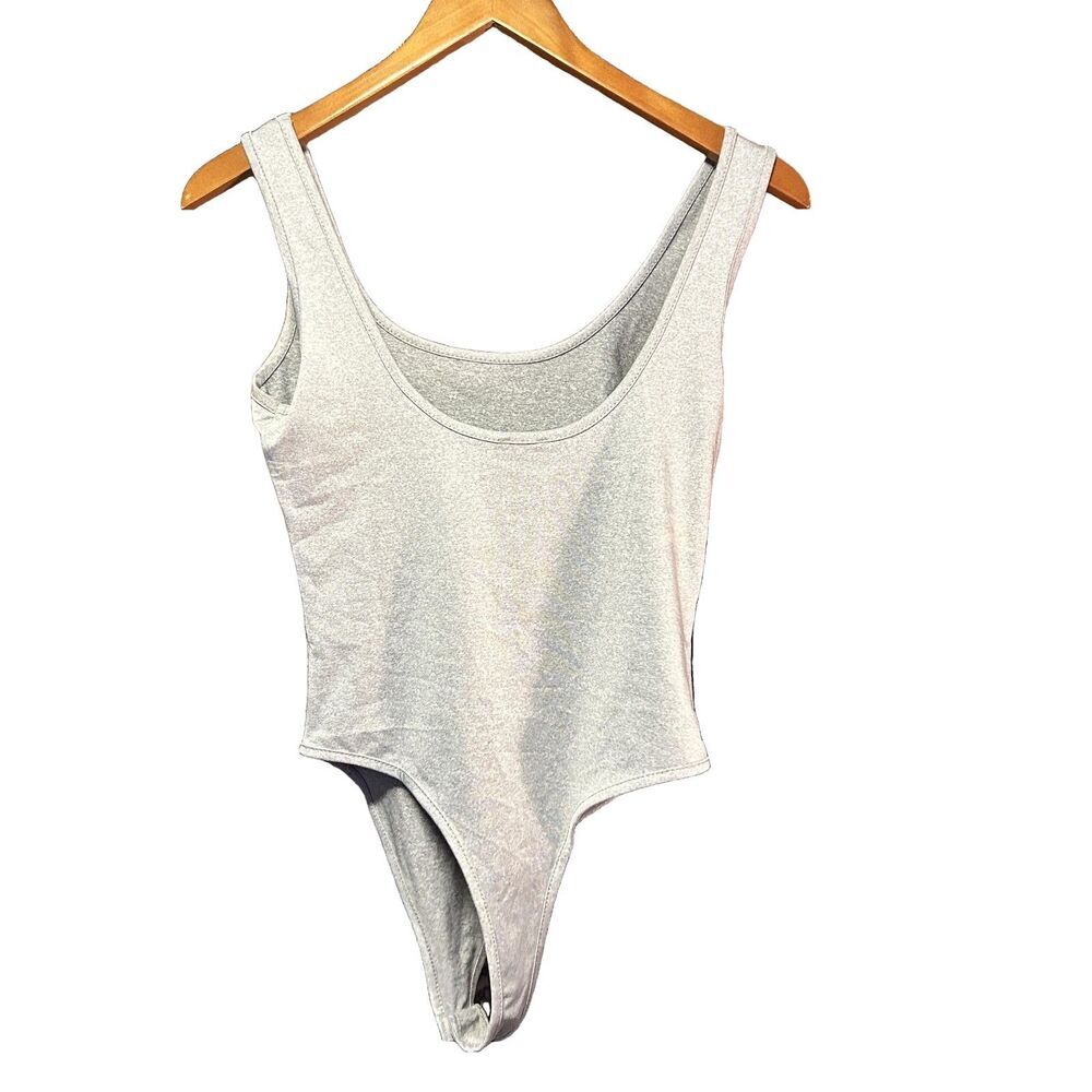 Daisy Gray Ribbed Bodysuit Large Snap Crotch Tank - Picture 3 of 9
